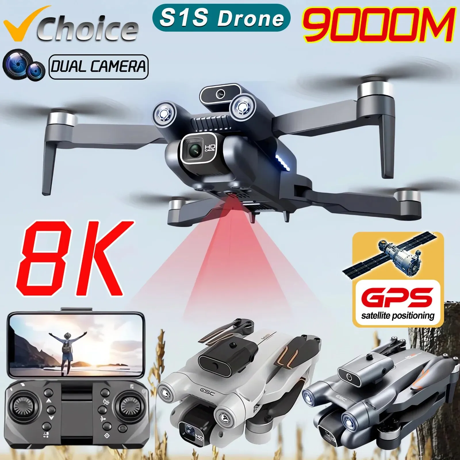 New S1S 5G GPS Drone Camera 8K - Drone Gimbal Brushless ulasan dan harga